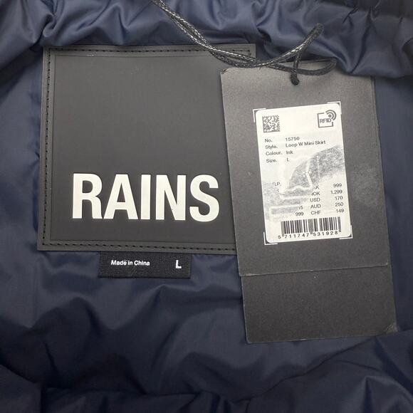 NWT RAINS Loop Women's Mini Skirt Size Large In Ink - Picture 4 of 5